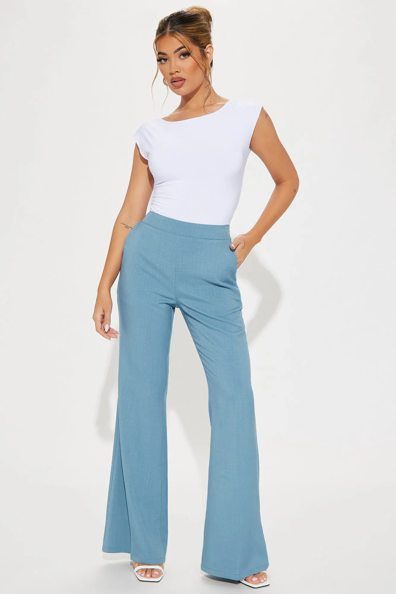 Serafina Wide Leg Trouser - Slate Blue