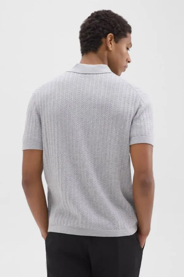 Short Sleeve Cotton Cable Knit Polo