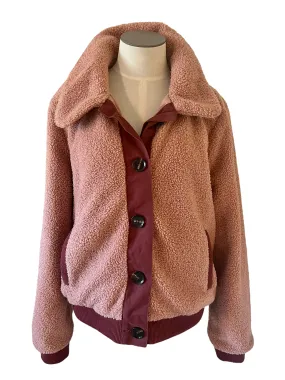 Skies Are Blue Mauve & Burgundy Teddy Jacket