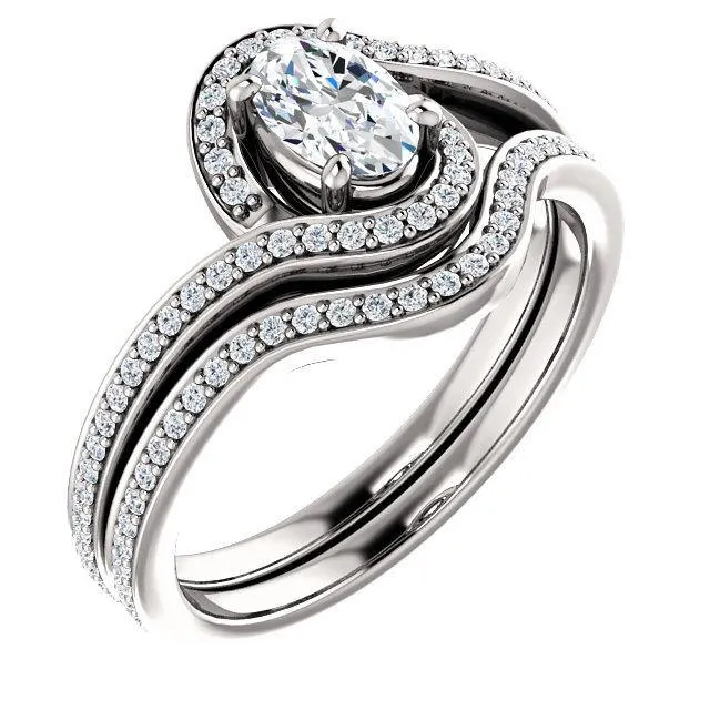 Solitaire Diamond Bypass Engagement Ring W/ Channel Set Band