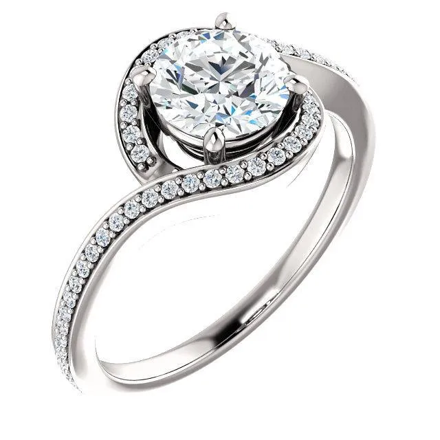 Solitaire Diamond Bypass Engagement Ring W/ Channel Set Band