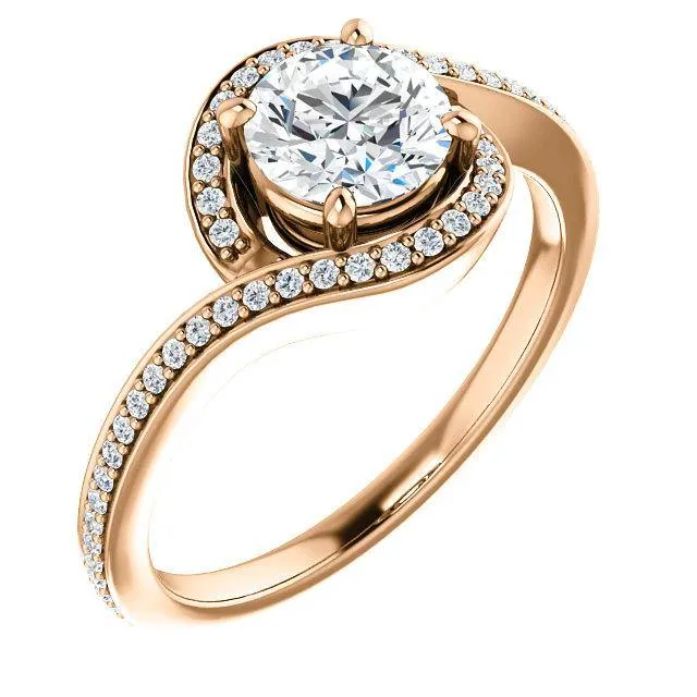 Solitaire Diamond Bypass Engagement Ring W/ Channel Set Band