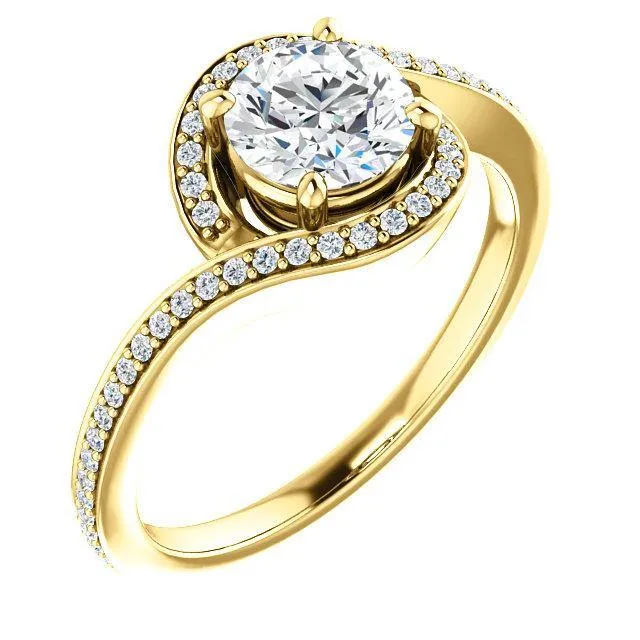 Solitaire Diamond Bypass Engagement Ring W/ Channel Set Band