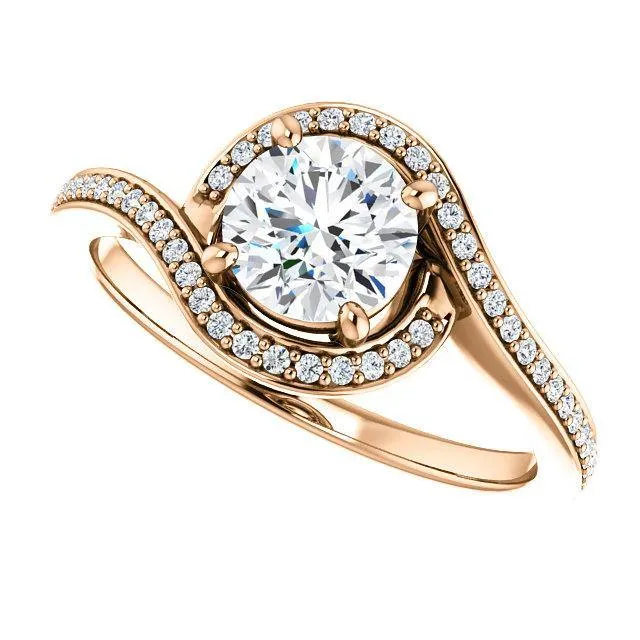 Solitaire Diamond Bypass Engagement Ring W/ Channel Set Band