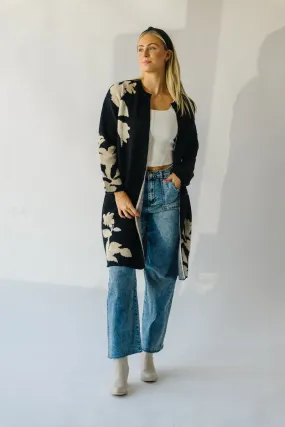 The Alleman Floral Cardigan in Black