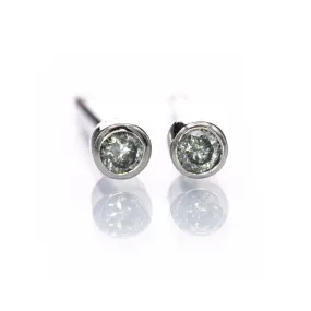 Tiny Gray Salt & Pepper Diamond Bezel Set Stud Earrings