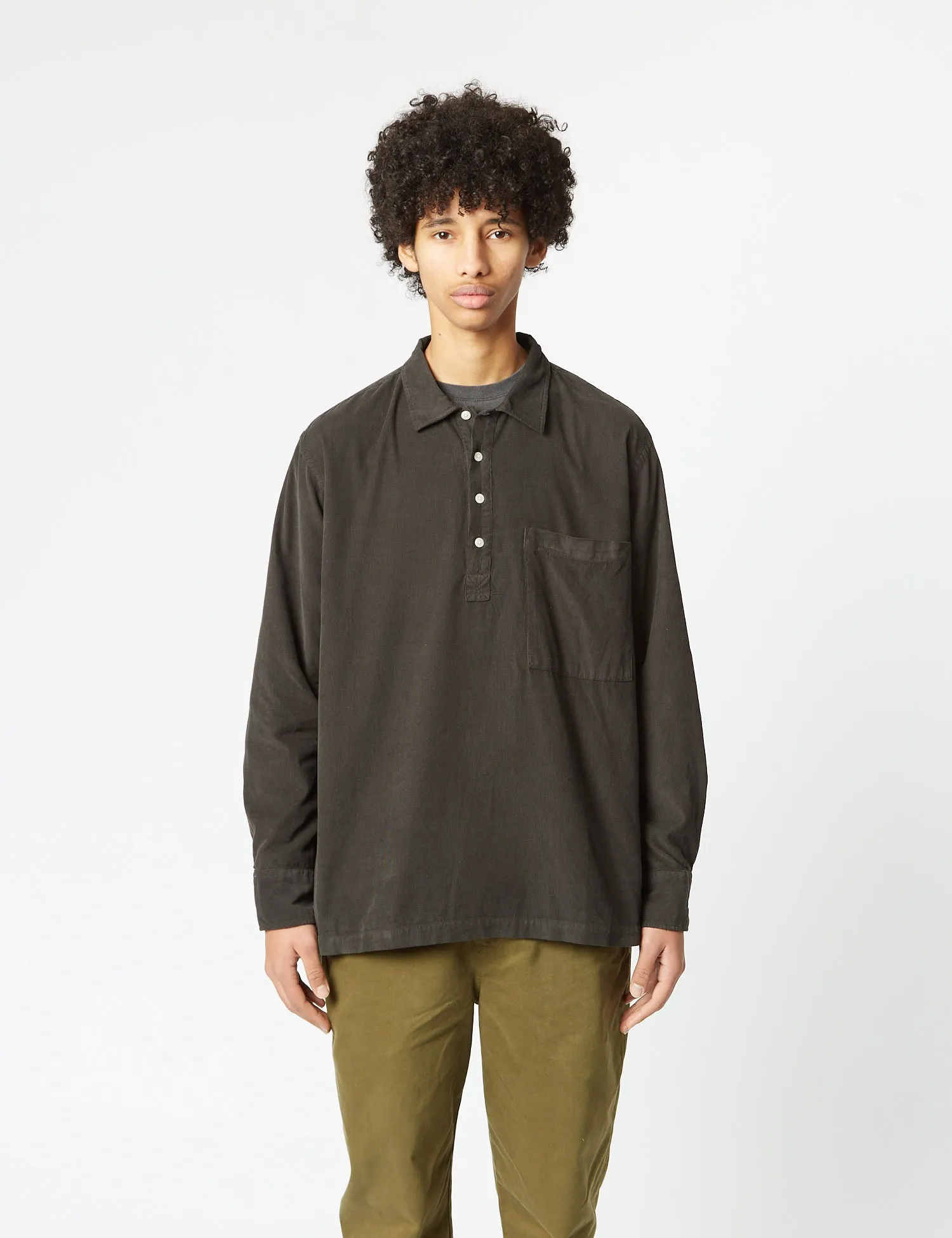 Universal Works Pullover Shirt (Cord) - Licorice Black