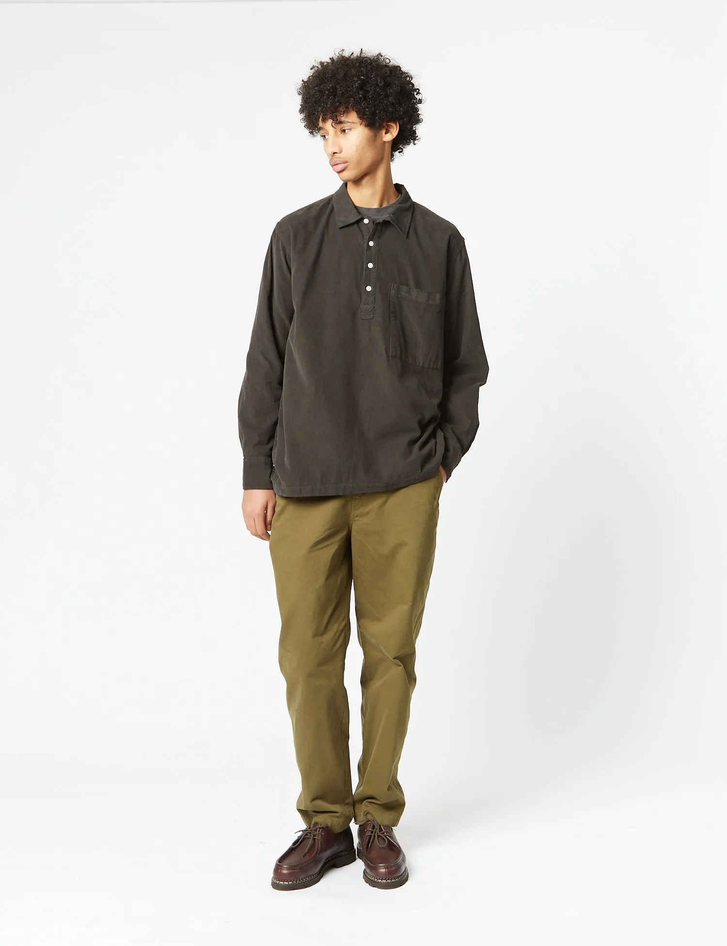 Universal Works Pullover Shirt (Cord) - Licorice Black