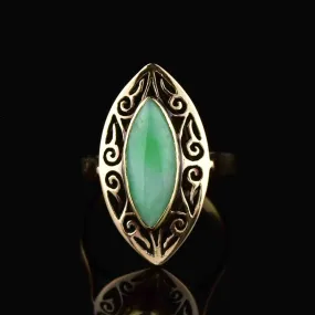 Vintage 14K Gold Jade Navette Style Ring