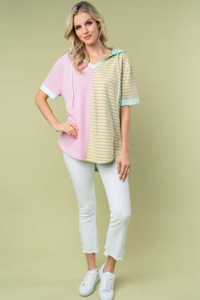 White Birch Pink & Yellow Striped Top PREORDER