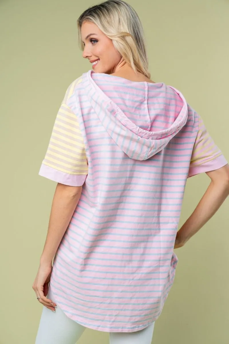 White Birch Pink & Yellow Striped Top PREORDER