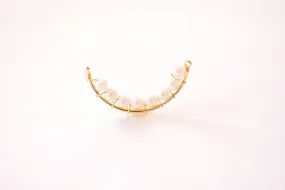 Wholesale Mother of Pearl Connector Charm - Natural Pearl 16K Gold Plated Pendant Wire Wrapped HarperCrown Charms B180