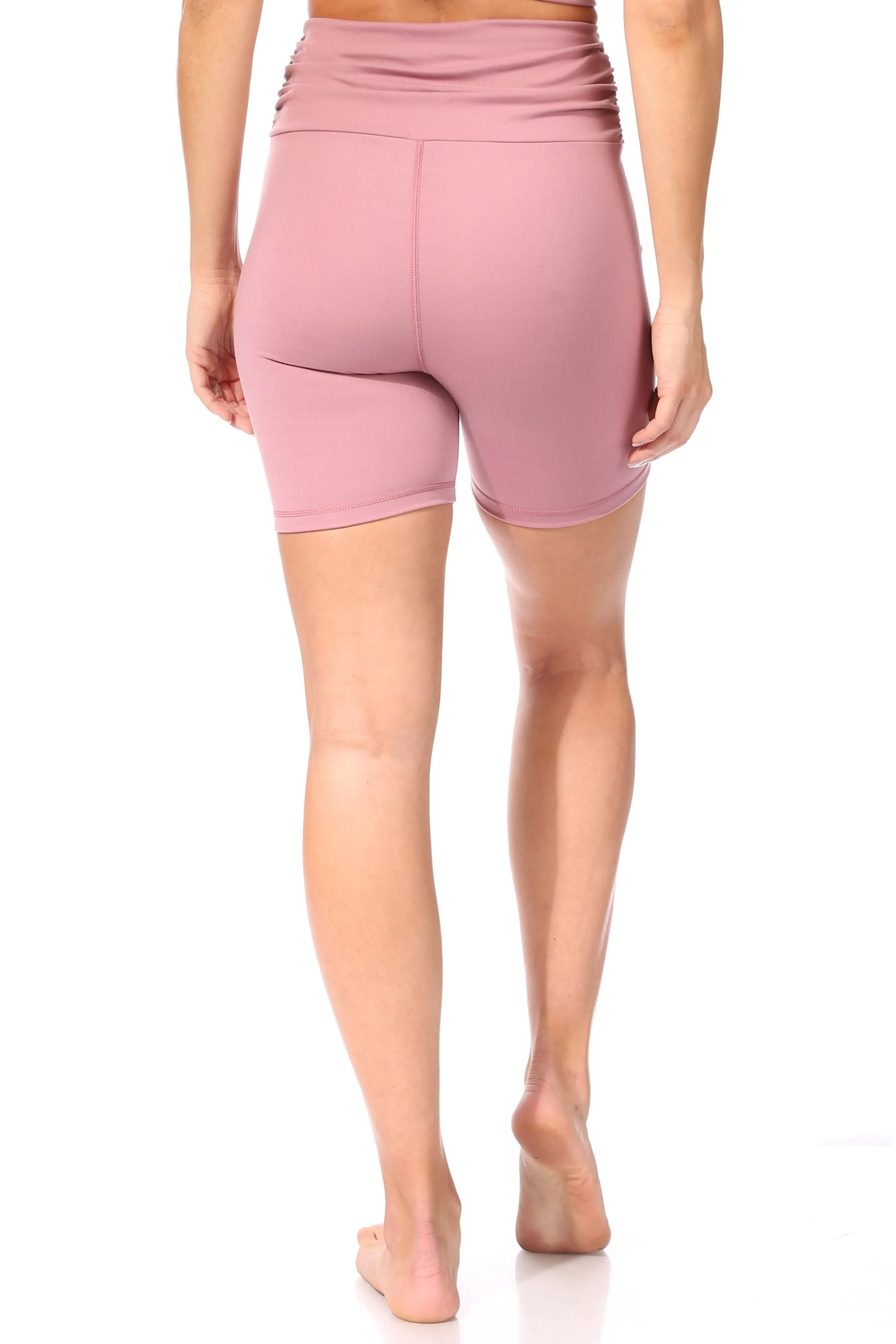 Women's "BALANCE" High-Waisted Fold-Over Biker Shorts